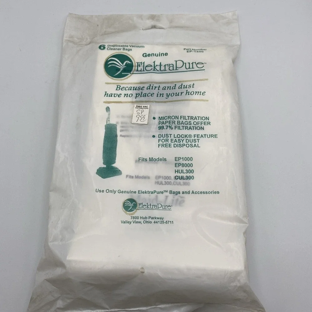 Elektrapure EP1405 Vacuum Sunbeam 410B Paper bags Pack Of 6‎